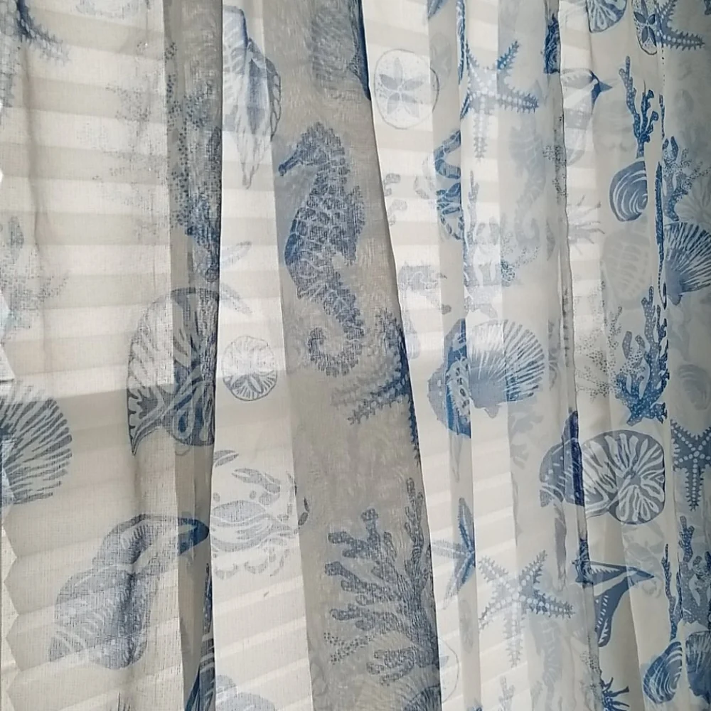 Voila Seaside Spirit Blue Sheer Voile Curtains